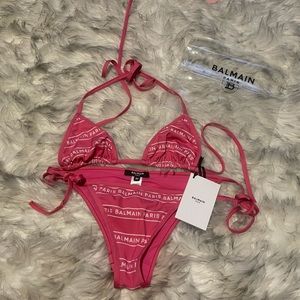 Pink Balmain 2-Piece Swim Set $595 original price.